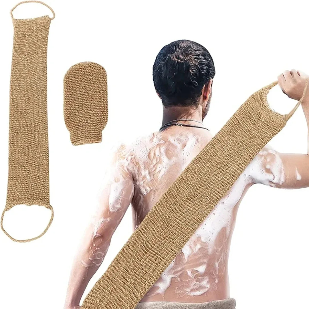 Jute Back Scrubber Exfoliating Loofah Back Strap Kit