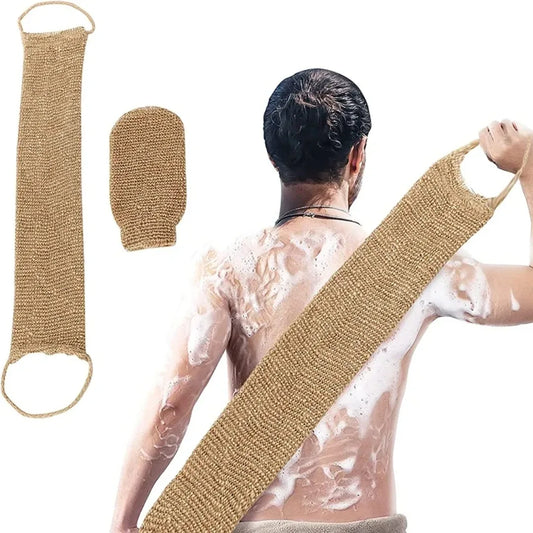 Jute Back Scrubber Exfoliating Loofah Back Strap Kit