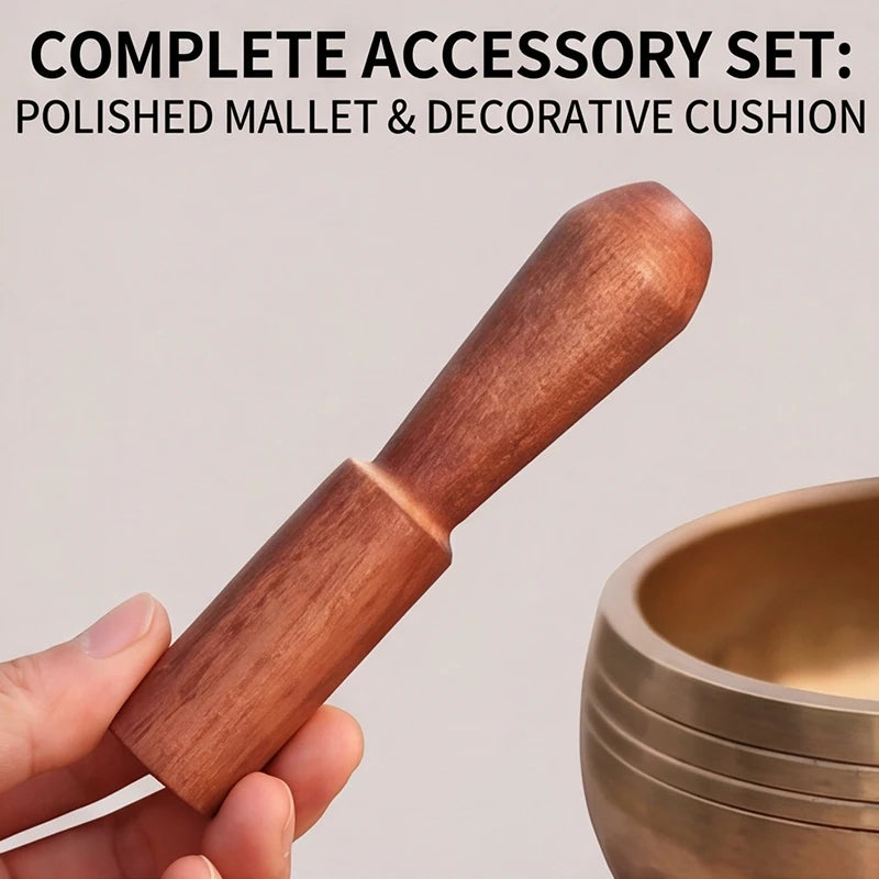 Handcrafted Buddhist Singing Bowl Set With Stick And Cushion