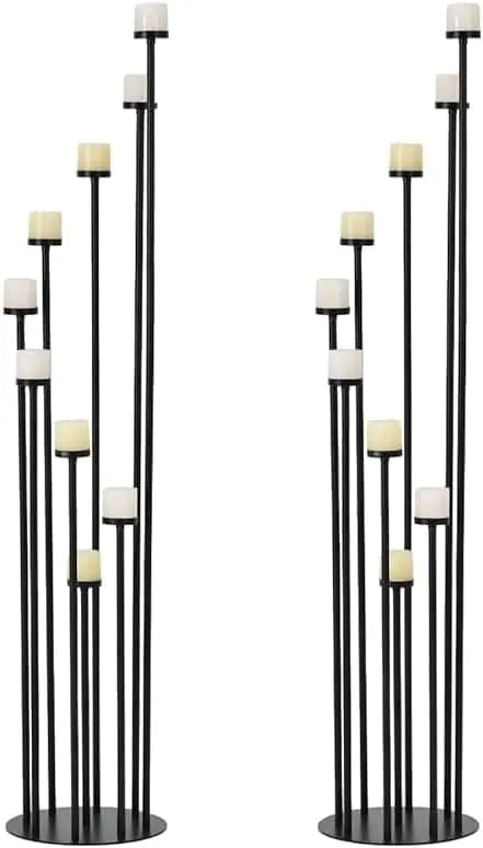 Elegant Metal Floor Candle Holders Nine Arm Taper Centerpiece Stand