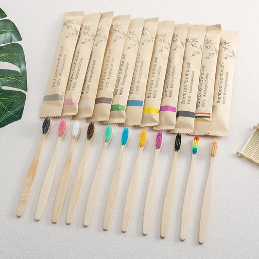Eco Bamboo Toothbrushes For Adults 10 Pack Boxed Soft Bristles