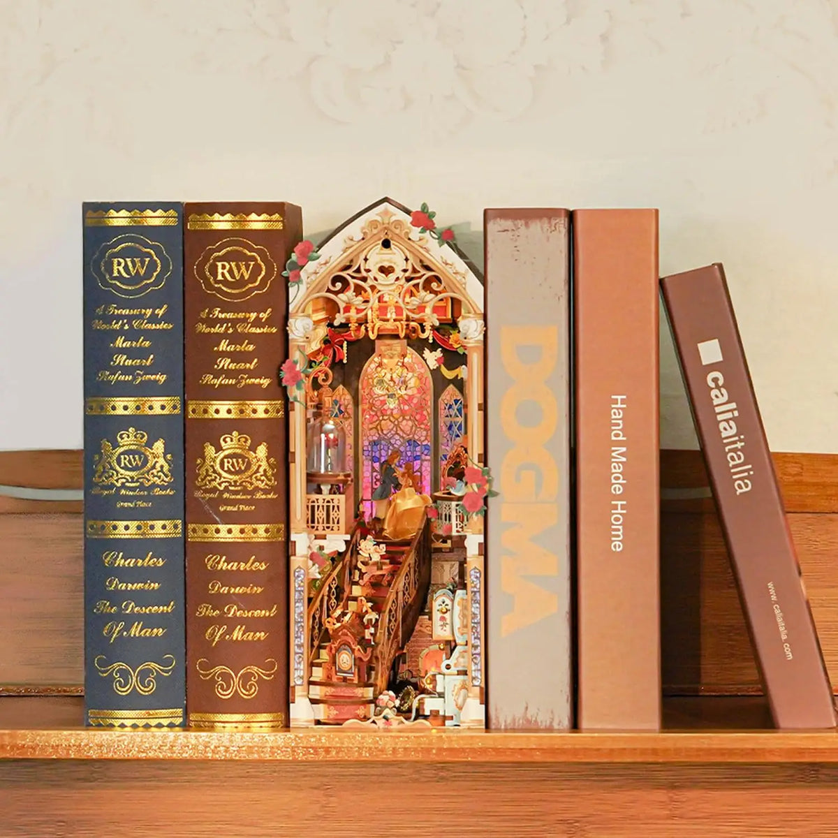 SHXI DIY Book Nook Kit 3D Wooden Music Lights Decor