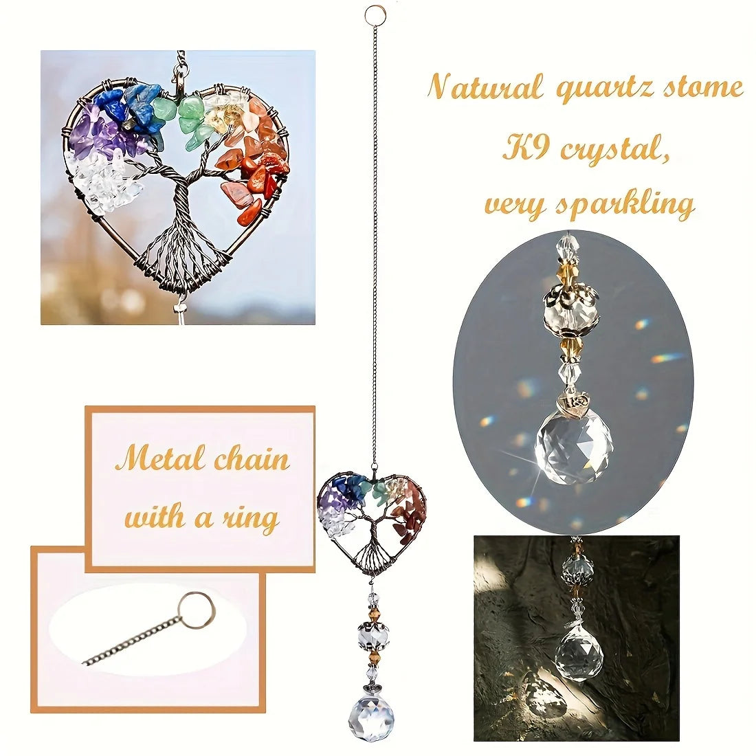 Rainbow Crystal Sun Catcher Tree of Life Window Ornament