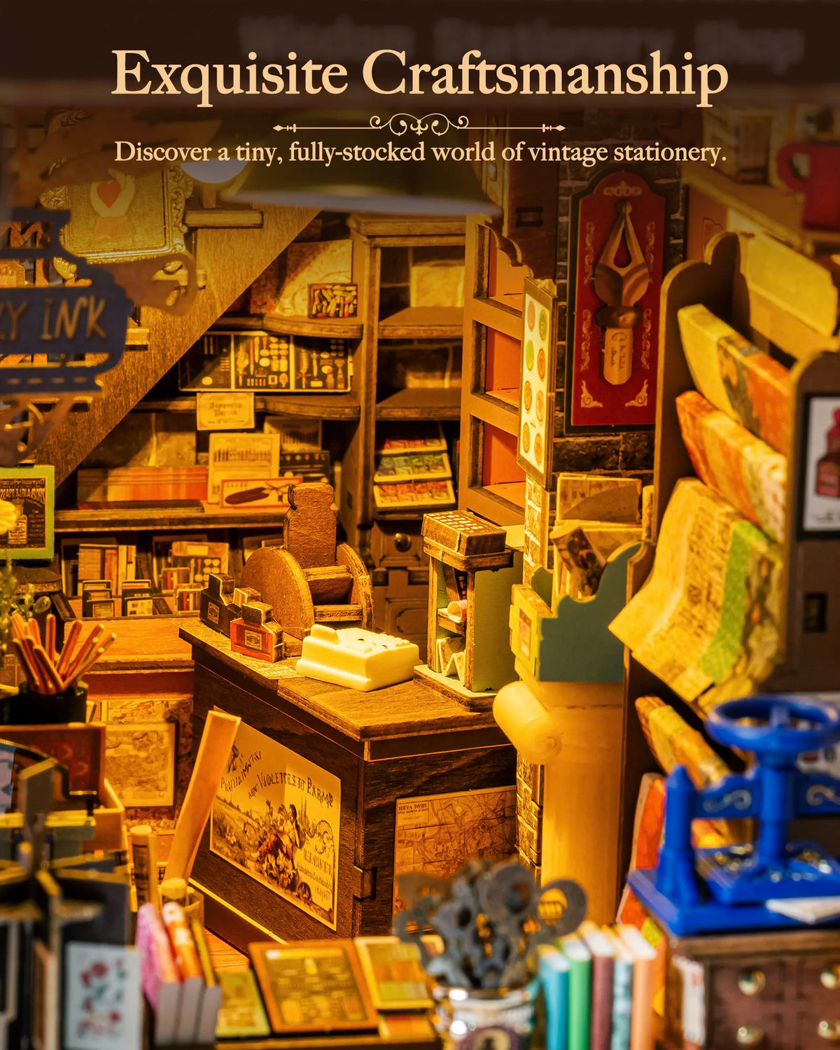 Rolife Wooden Book Nook DIY Kit LED Light Miniature Model