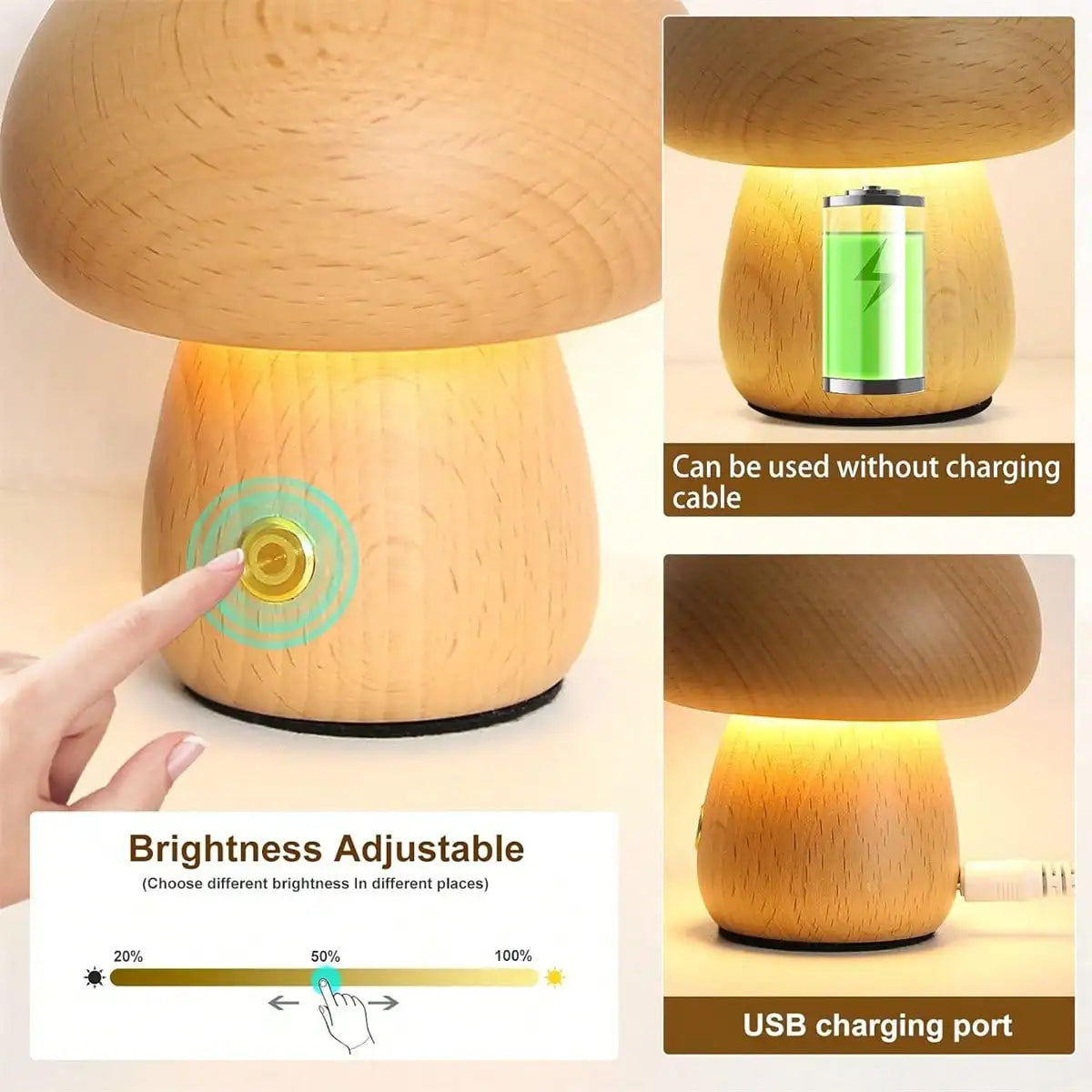 LED Mushroom Table Lamp Dimmable Night Light For Bedroom Decor