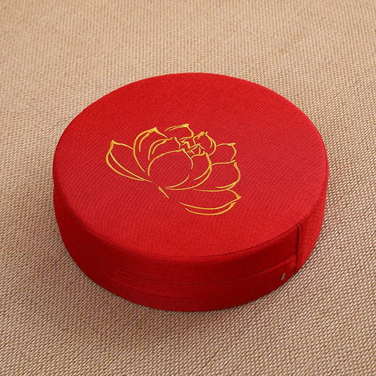 Meditation Linen Cushion Lotus Texture Backrest Pillow