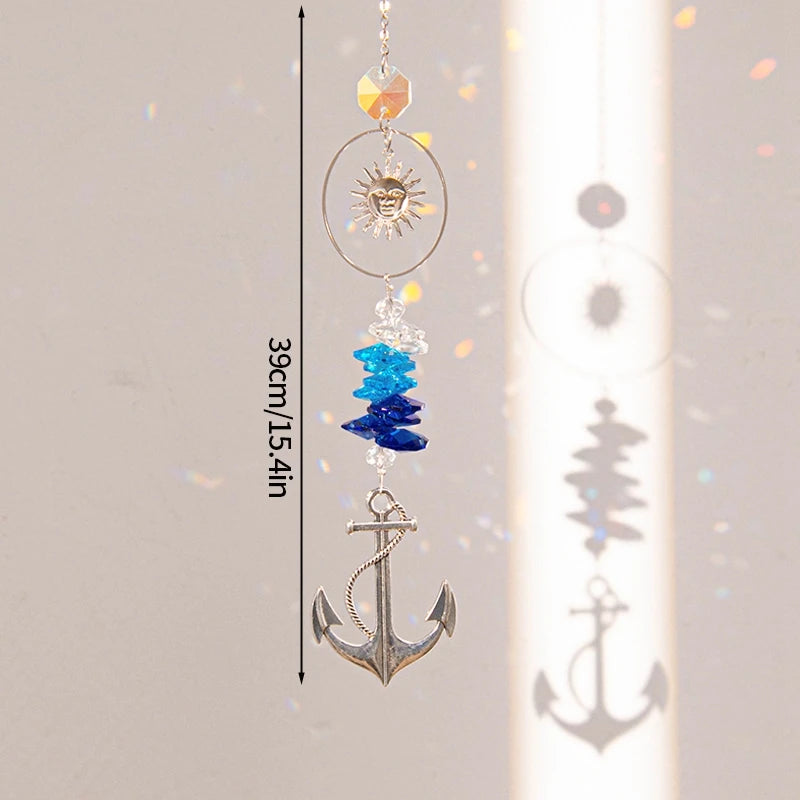 Crystal Moon Star Suncatcher Wind Chime Pendant For Outdoor Garden