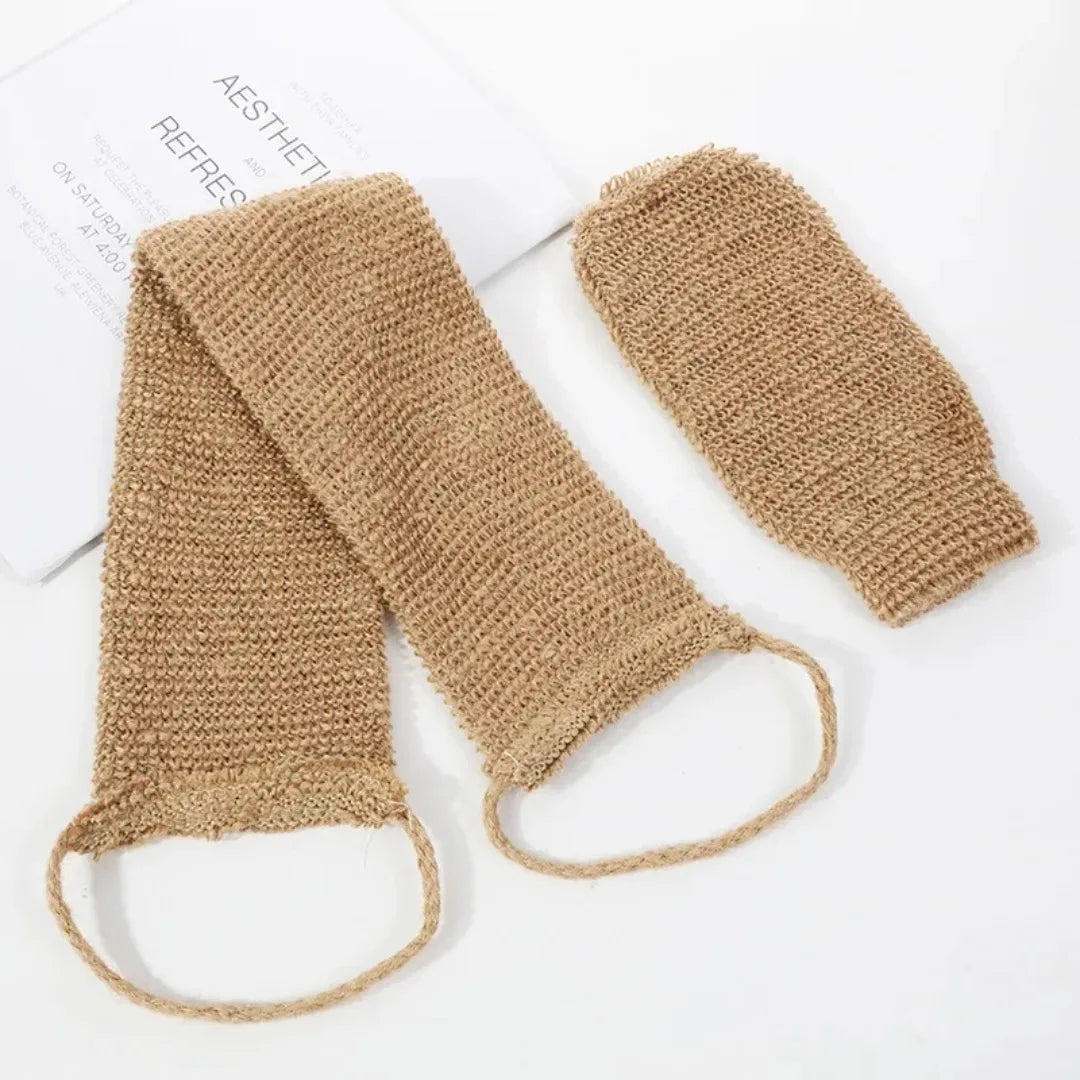 Jute Back Scrubber Exfoliating Loofah Back Strap Kit