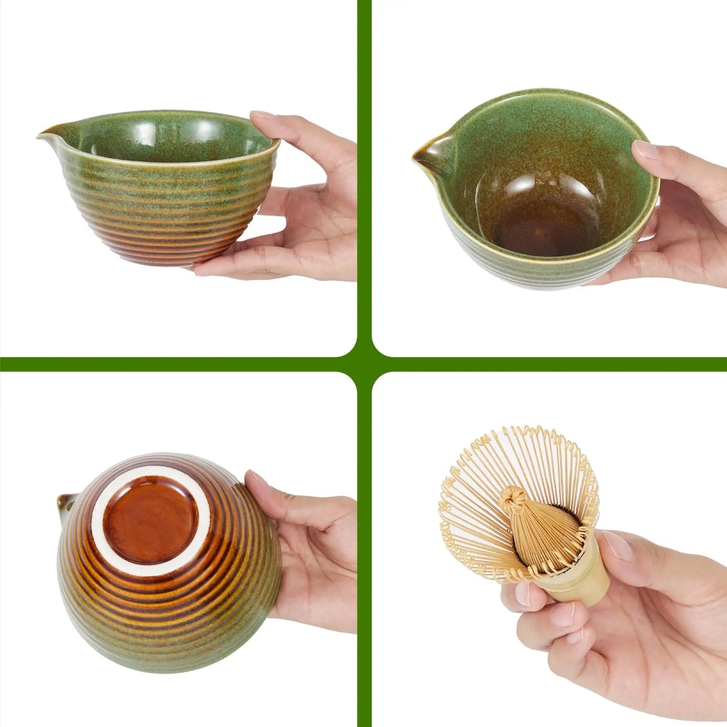 HiMISS 7 Piece Matcha Whisk Set With Ceramic Bowl Accessories