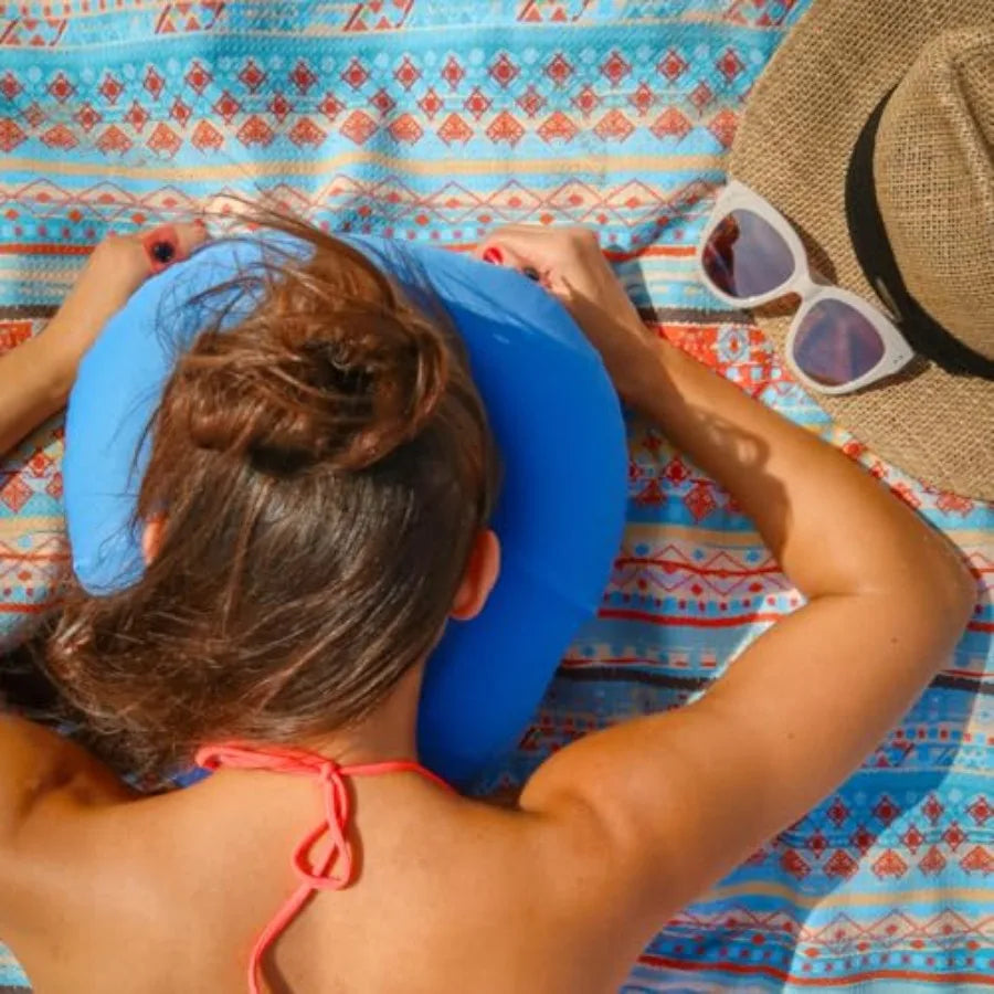 Beach and Travel Inflatable Neck Pillow for Airplanes