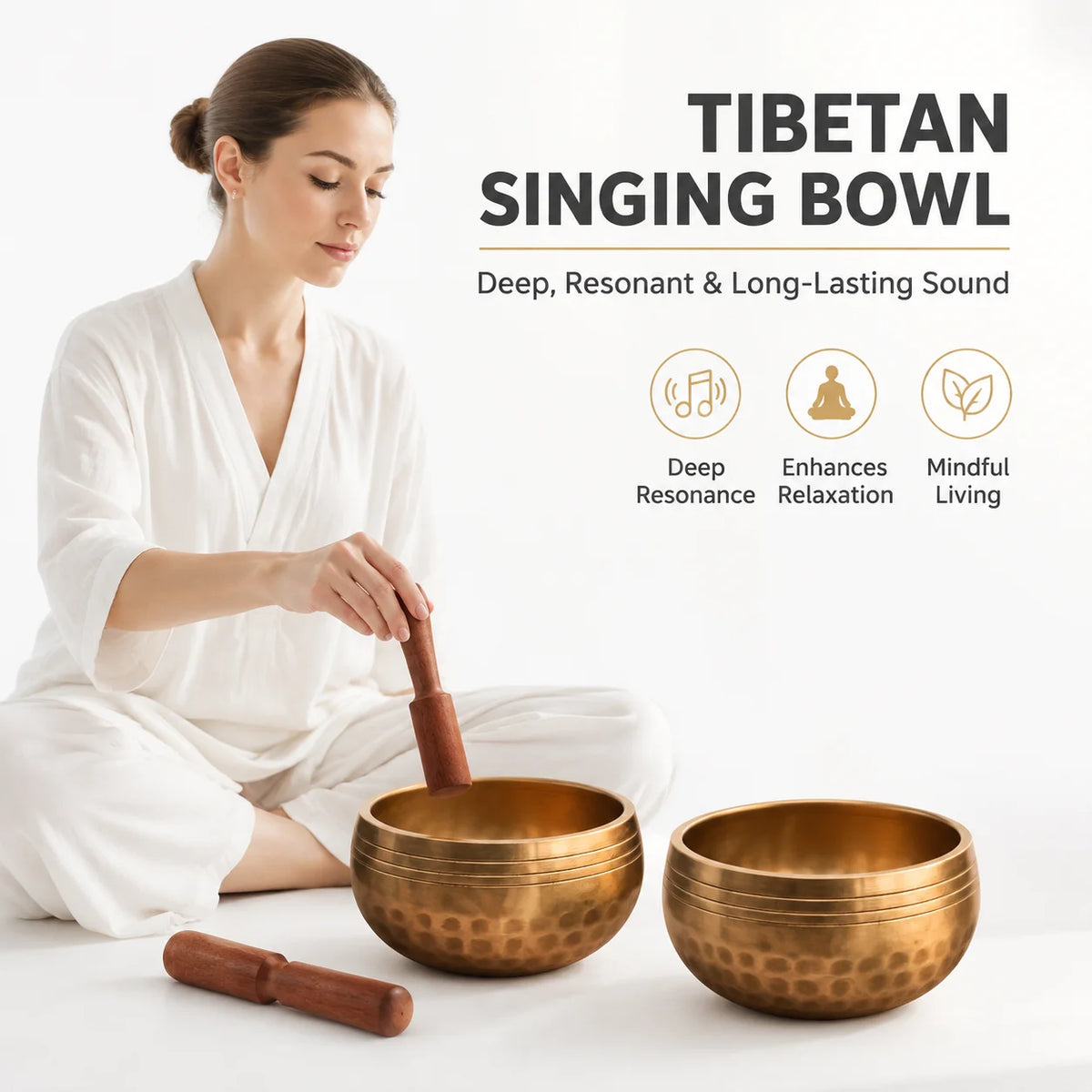 Handcrafted Buddhist Singing Bowl Set With Stick And Cushion