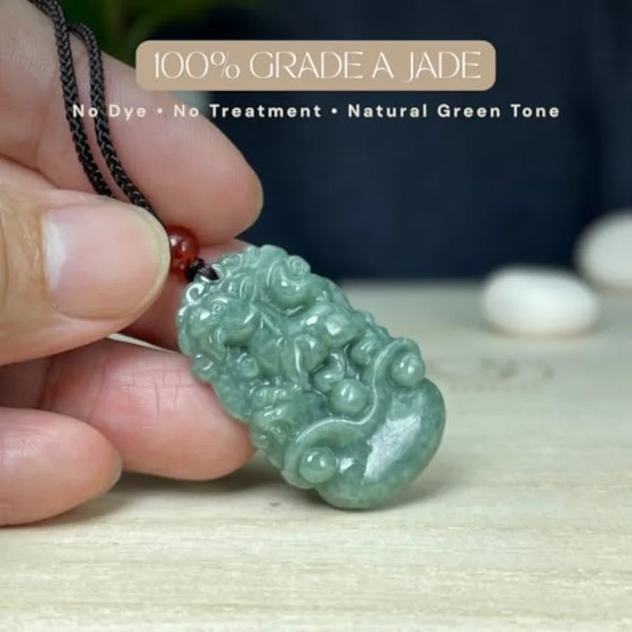 Natural Jade Necklace Real Jade Chinese Zodiac Charm Engraved Jewelry