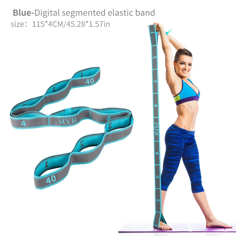 Elastic Yoga Stretching Strap With Loops For Flexibility And Dance