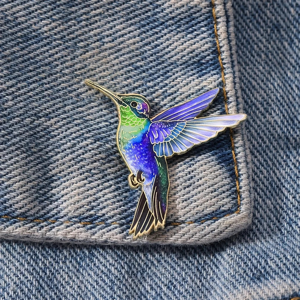 Modern Hummingbird Enamel Brooch With Zinc Alloy Lapel Pin