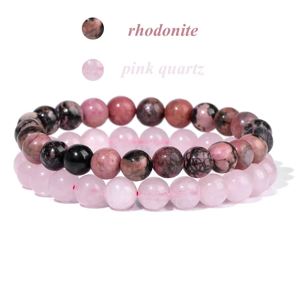 GolbalJew 2-Piece Natural Stone Bead Bracelet Set Unisex Fashion Gift