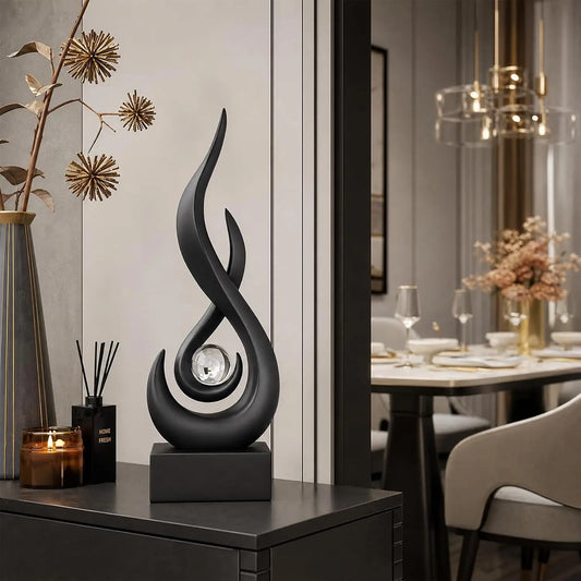Modern Abstract Golden Flame Decor Figurine Home Ornament Sculpture
