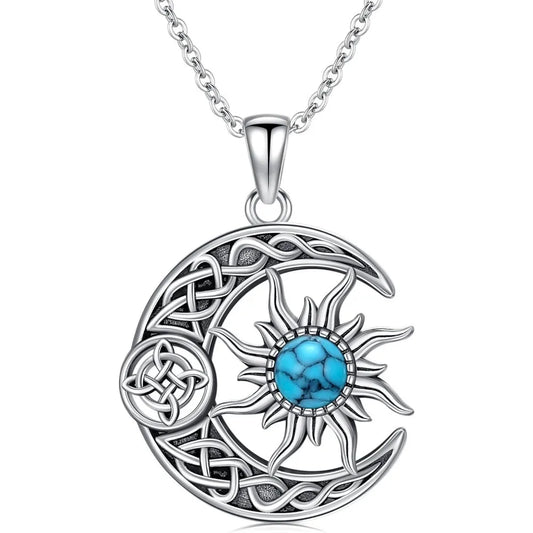 Witch Necklace 925 Sterling Silver Pentagram Triple Moon Pendant