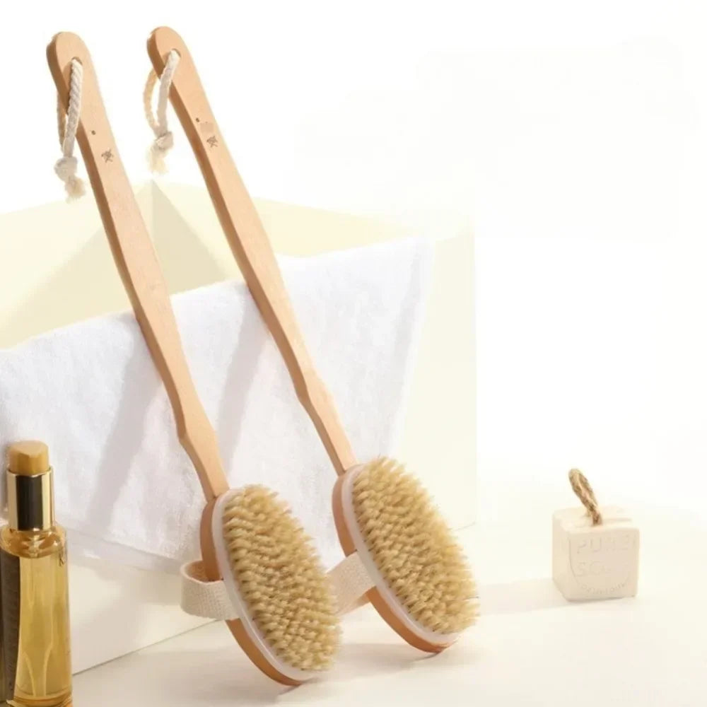 Wooden Detachable Long Handle Bath Brush For Back Scrub