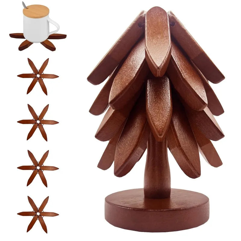 Bamboo Tree Design Trivets Heat Resistant Table Mats Set