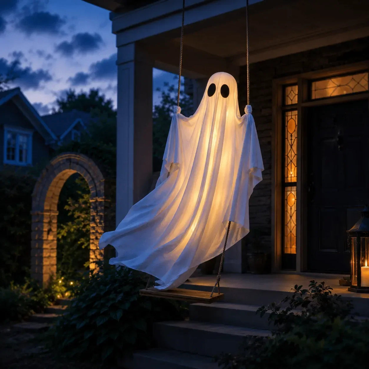 Hanging Ghost Halloween Decoration With LED Lights For Outdoor Decor