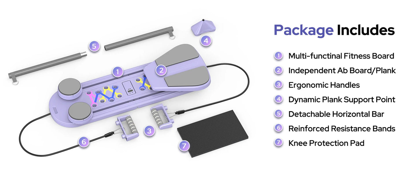 Foldable Pilates Reformer 7 In 1 Multipurpose Equipment Core Trainer