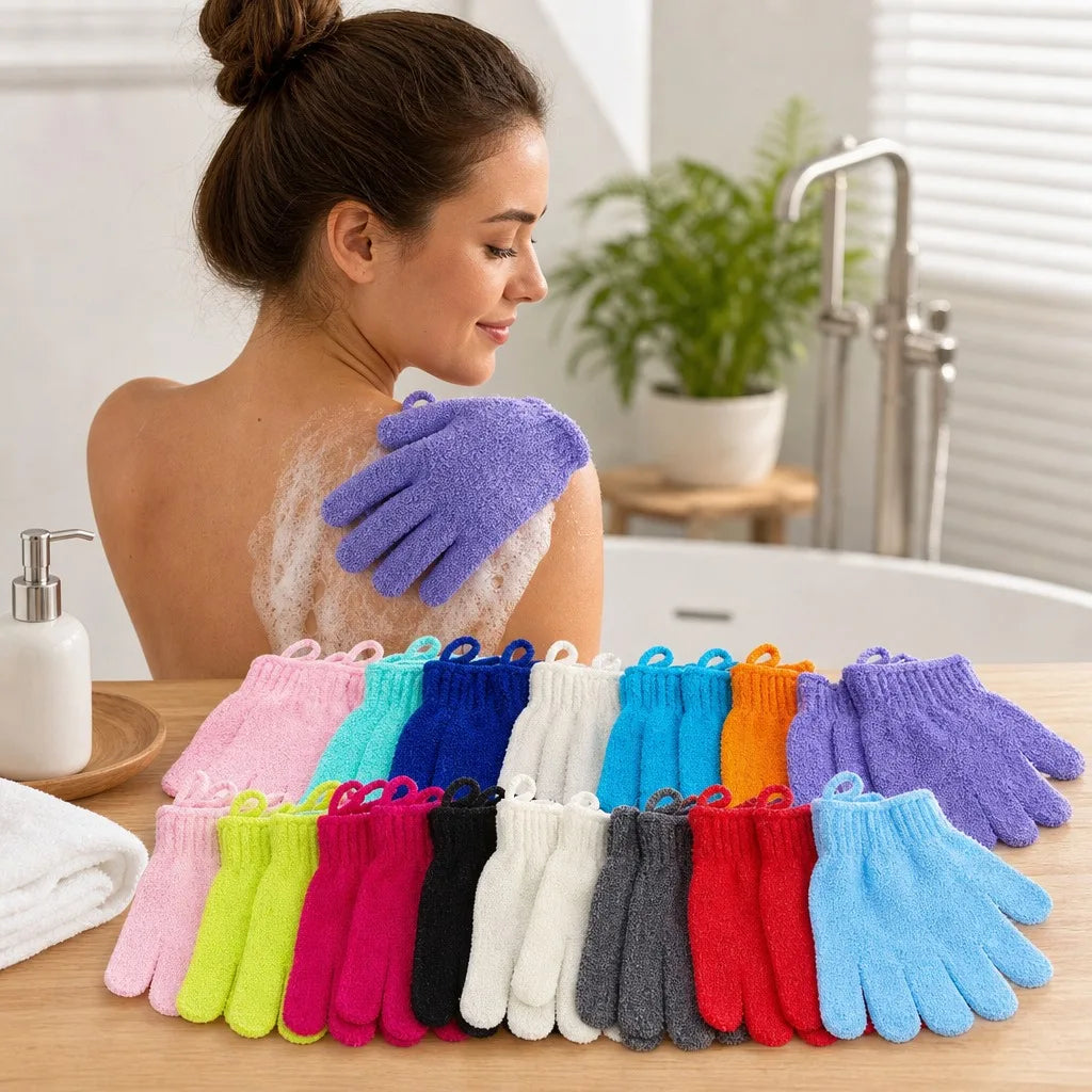 Exfoliating Gloves Set for Shower Body Scrub Reusable Mitts
