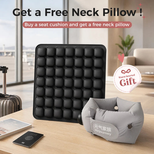 Breathable Air Seat Cushion With Neck Pillow And Storage Bag