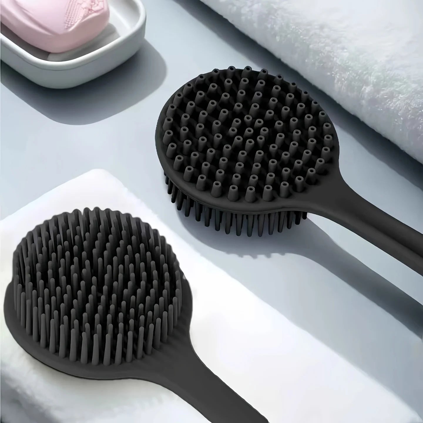 Bath Brush Set 4-Piece Soft Silicone Non-Slip Handle
