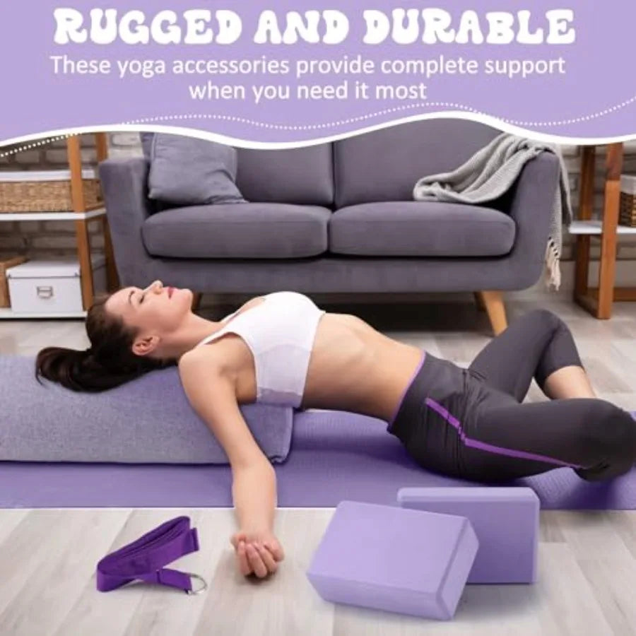 Yoga Bolster Pillow Blocks With Strap Set For Restorative Meditation