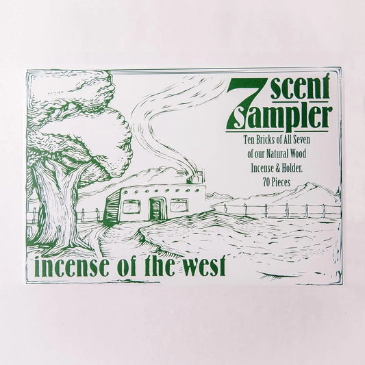 Natural Wood Incense Sampler With Burner 70 Bricks Piñon Cedar Juniper