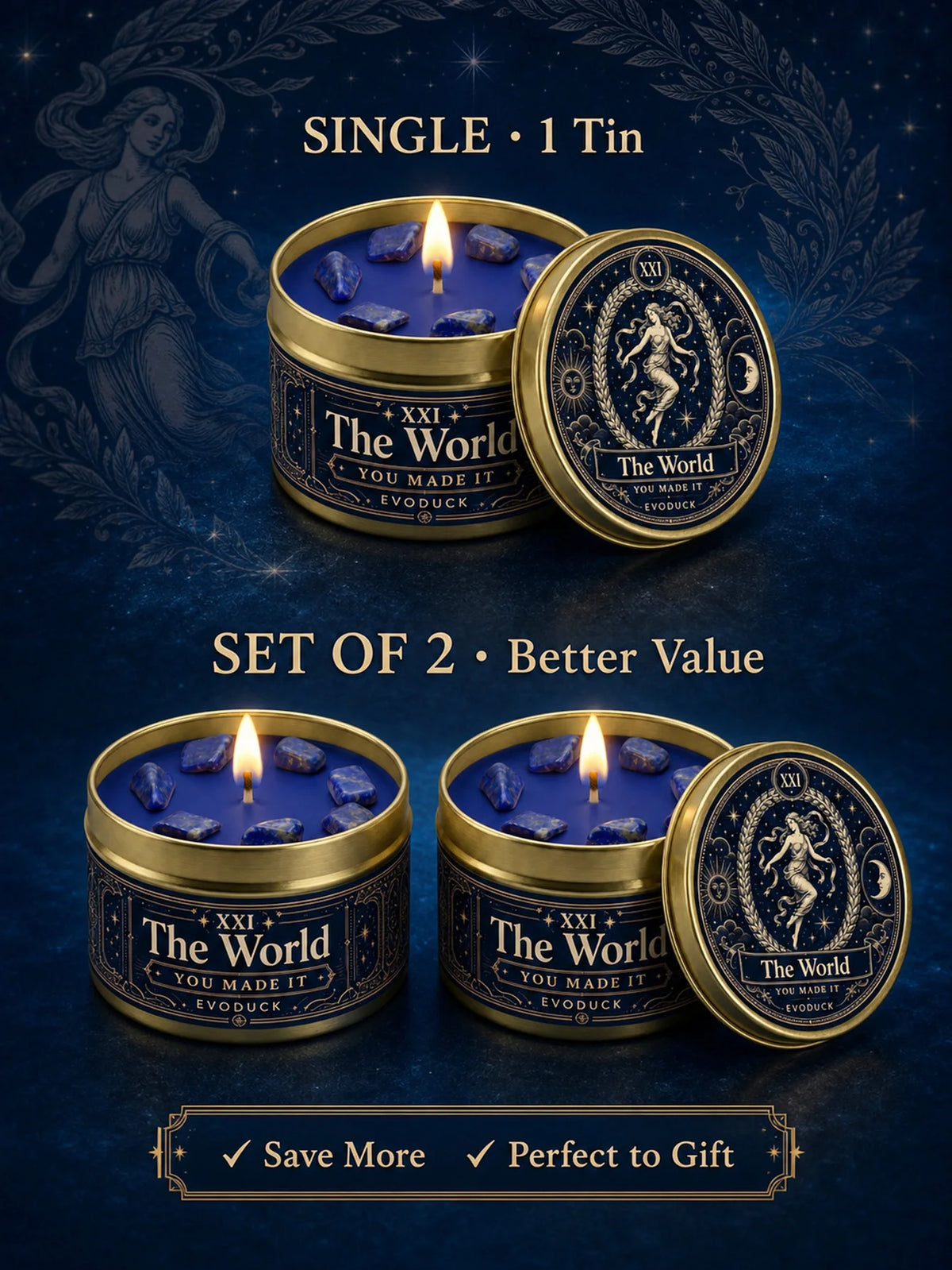 Evoduck The World Tarot Scented Candle For Spiritual Rituals