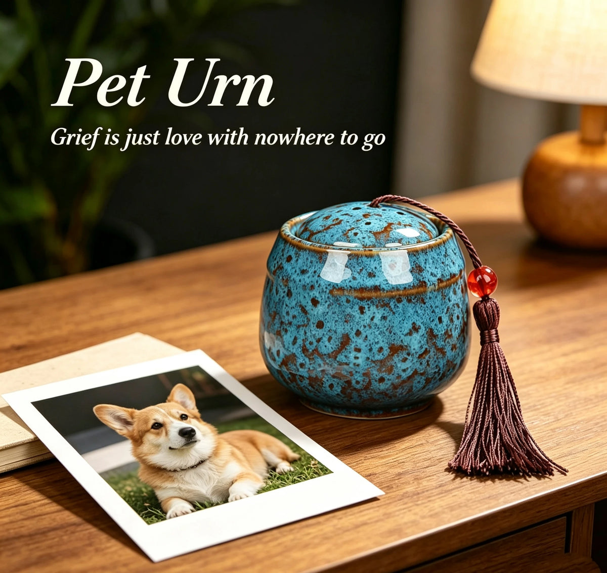 Ceramic Pet Cremation Urn Memorial Keepsake Container For Pets