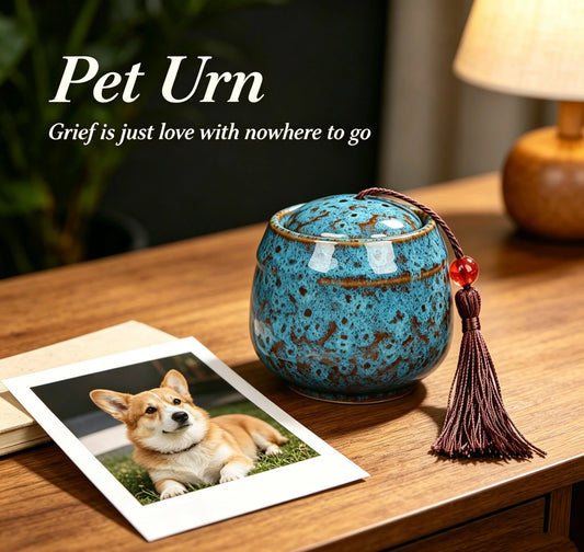 Ceramic Pet Cremation Urn Memorial Keepsake Container For Pets