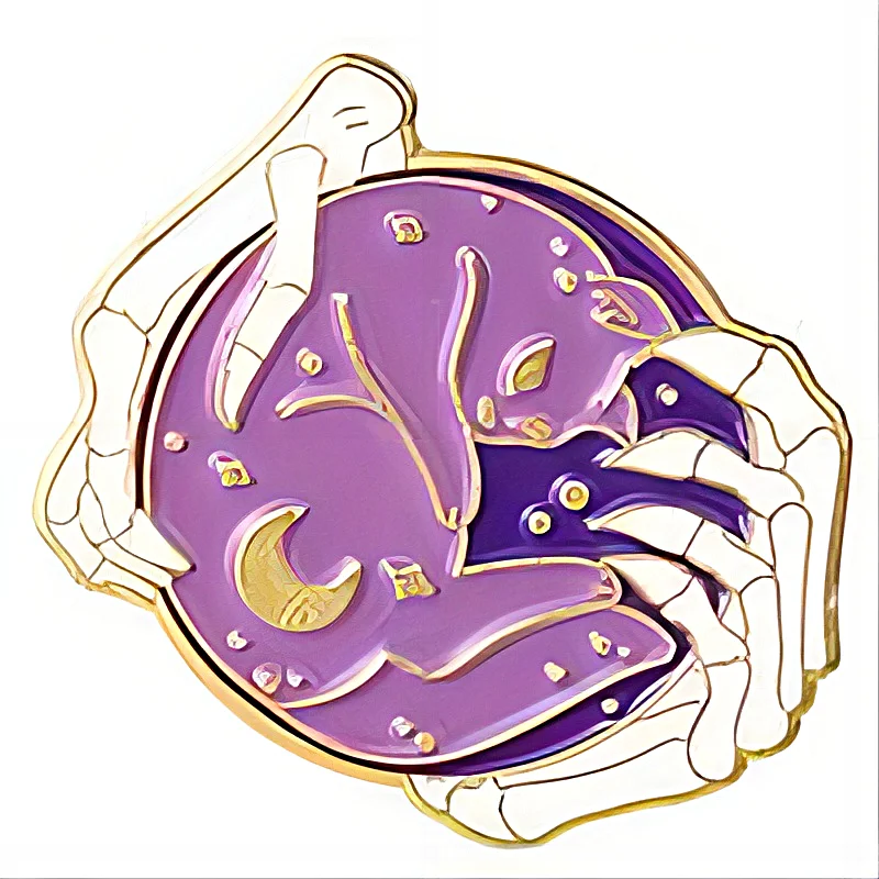 Pinsalot Witch Cat Enamel Pin Magic Hat Crystal Ball