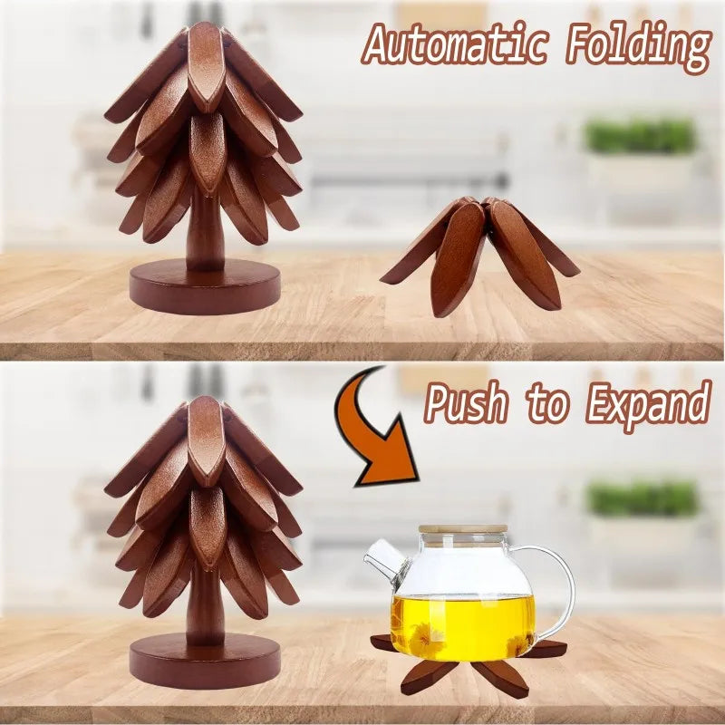 Bamboo Tree Design Trivets Heat Resistant Table Mats Set
