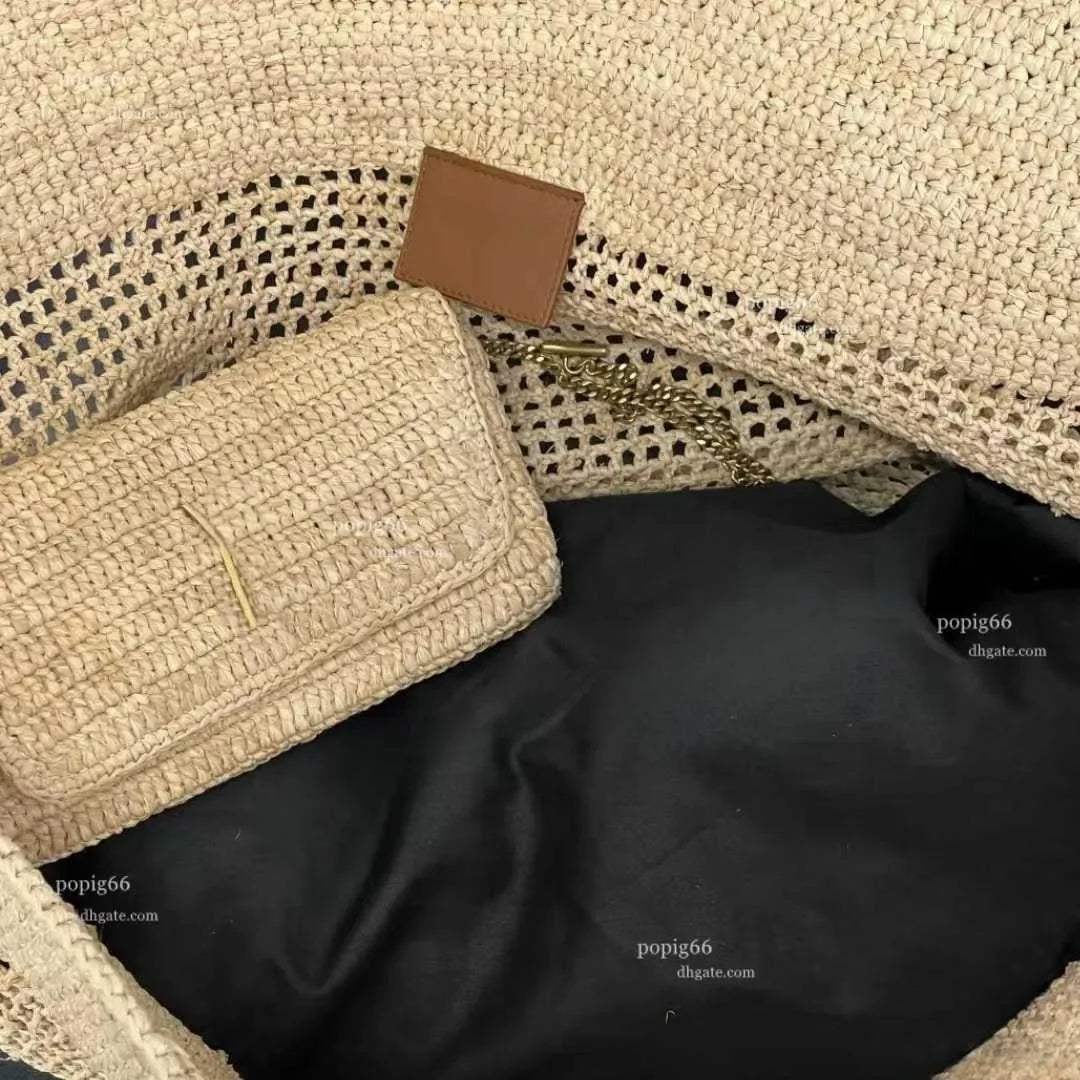WKwk Icare Maxi Tote Evening Handbag Raffia Embroidered Straw