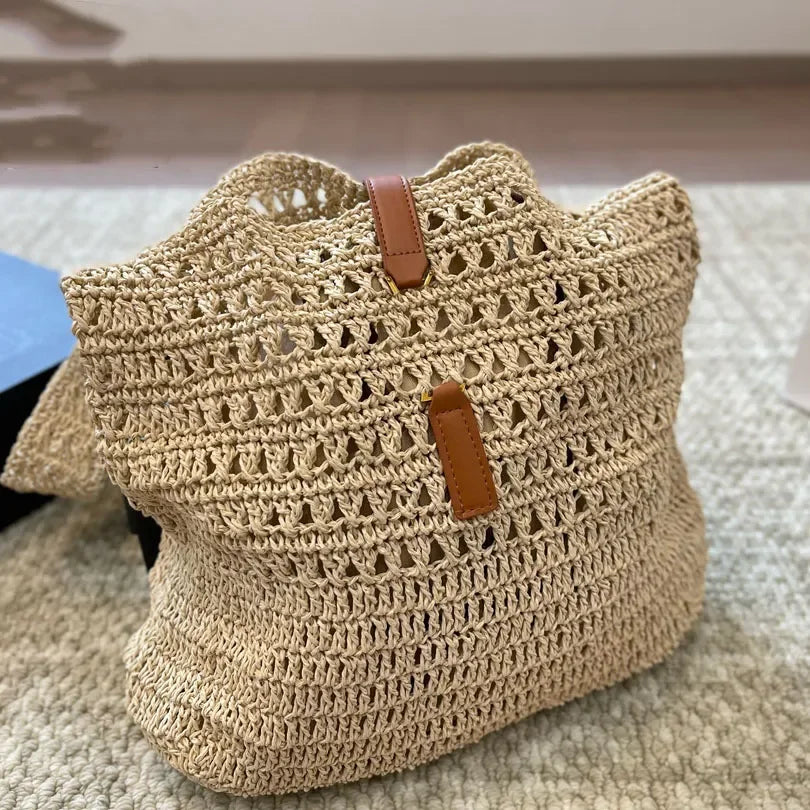 WKwk Icare Maxi Tote Evening Handbag Raffia Embroidered Straw