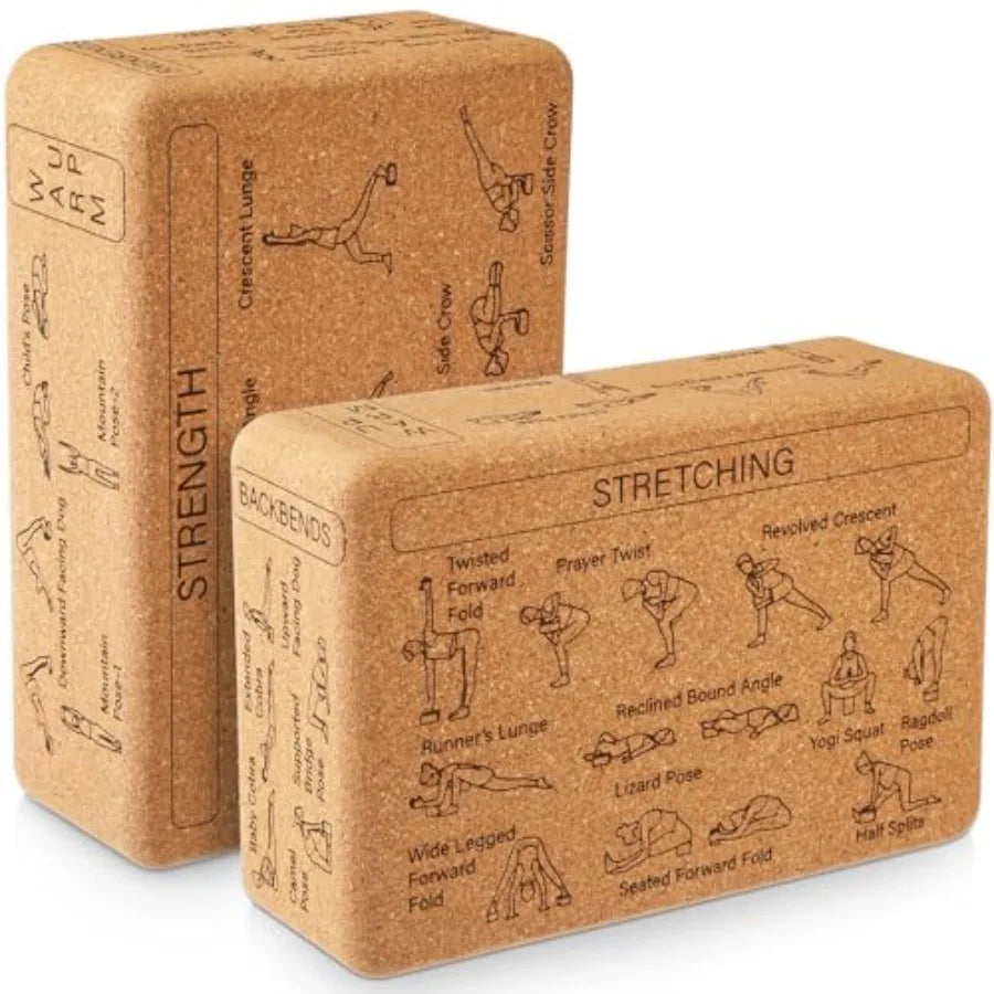 Cork Yoga Blocks 2 Pack for Poses Beginner to Expert