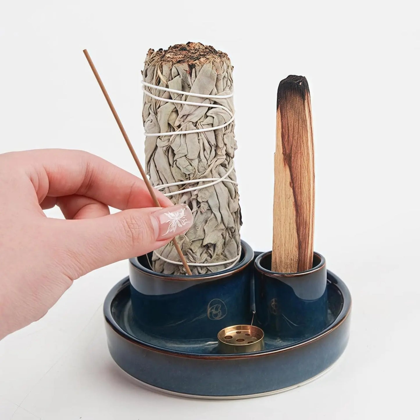 Ceramic 4-In-1 Incense Holder, Sage Burner, Ash Tray