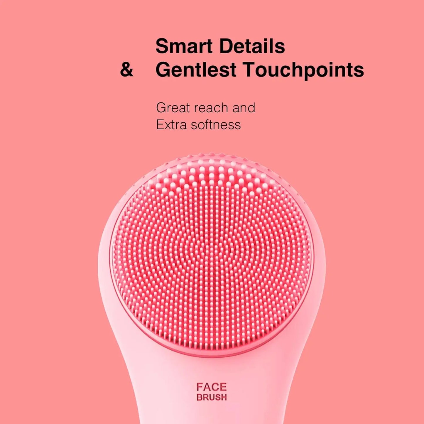 Waterproof Rechargeable Electric Face Cleansing Brush for Men & Women, Exfoliating Massaging Pink