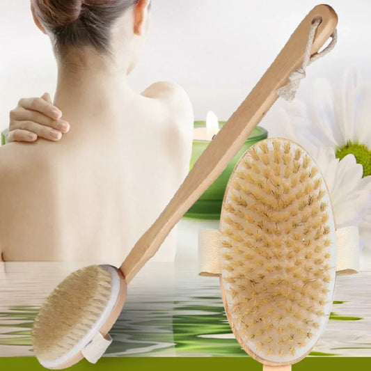 Wooden Detachable Long Handle Bath Brush For Back Scrub