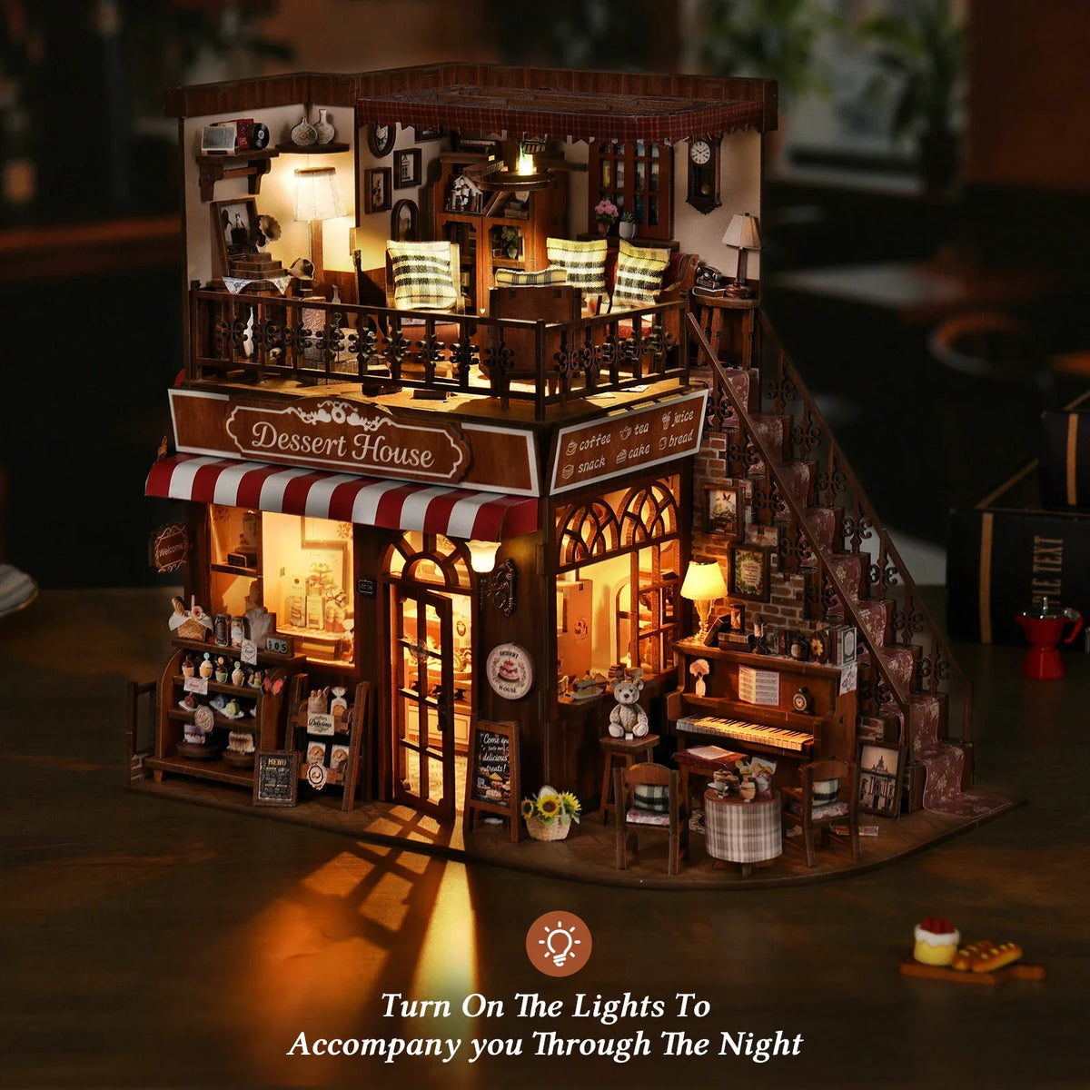 Aslowsnail Handcrafted Wooden Cake Shop Book Nook Kit