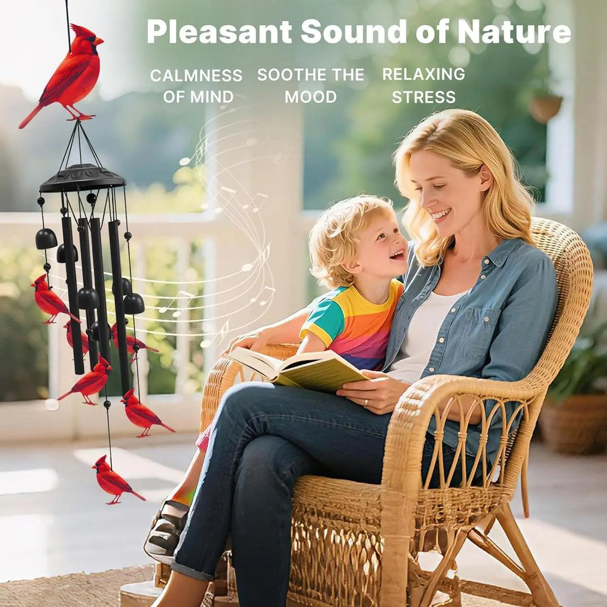 Artistic Cardinal Wind Chimes For Outdoor Garden Memorial Decoration