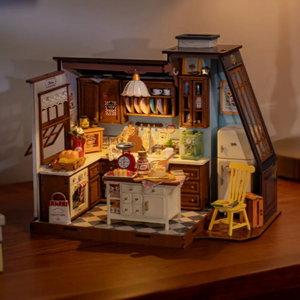 Robotime DIY Miniature Baking Kitchen Dollhouse Book Nook Kit