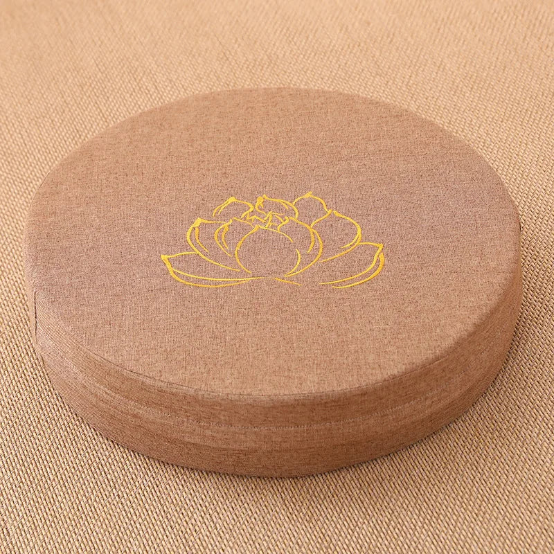 Meditation Linen Cushion Lotus Texture Backrest Pillow
