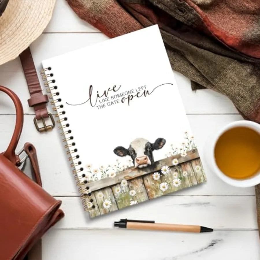 Live Like Someone Left The Gate Open Cow Notebook Keepsake