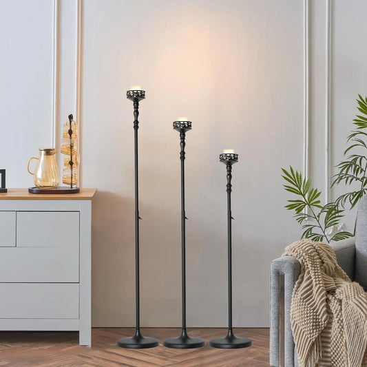 Vincigant Matte Metal Floor Candle Holders For Pillar Candles