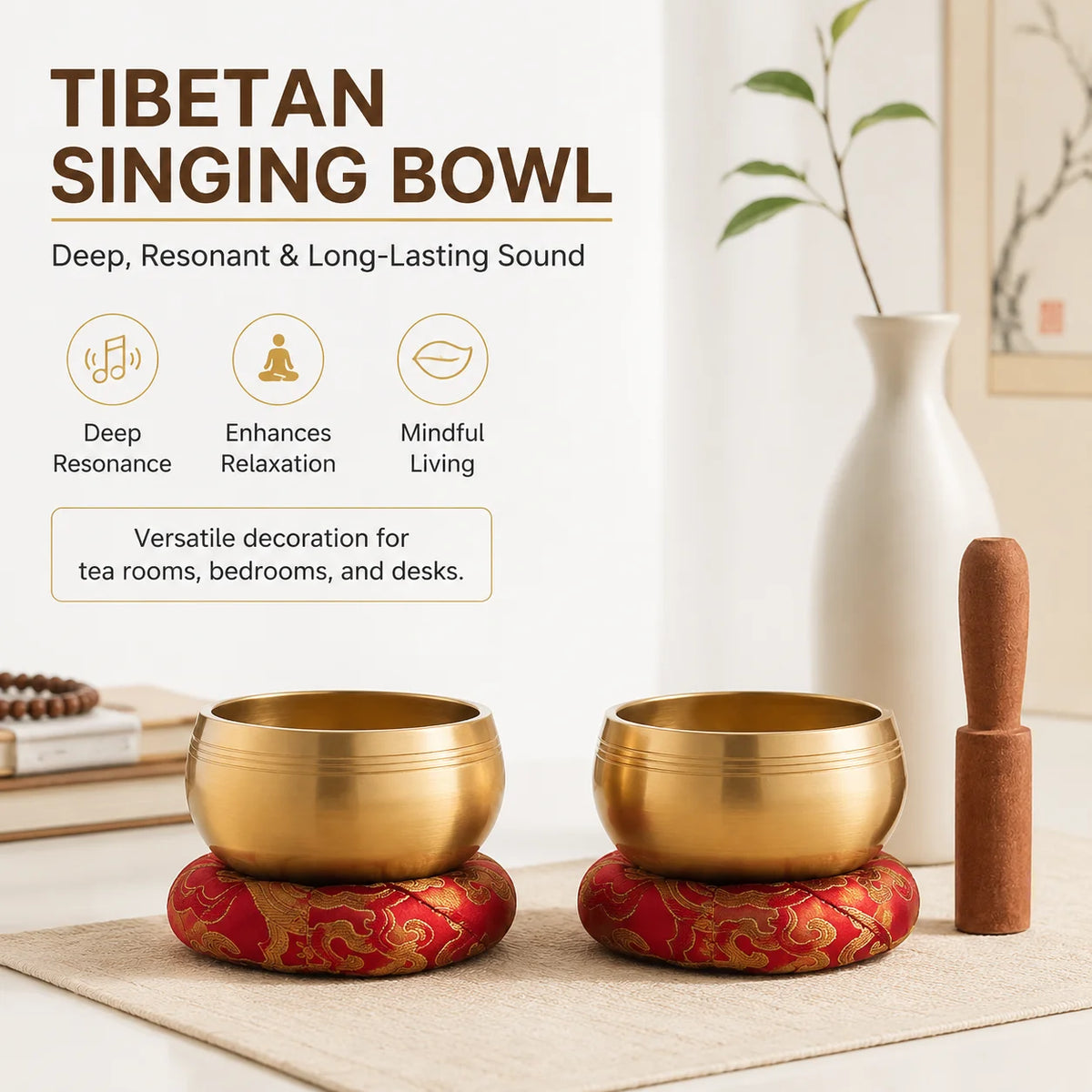 Handcrafted Buddhist Singing Bowl Set With Stick And Cushion