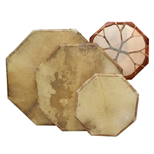 Shaman Drum for spiritual practice, goat skin head, natural wood frame, brown finish, handmade craftsmanship