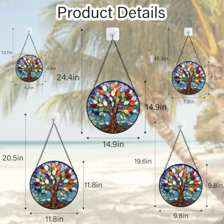 Stained Glass Tree of Life Sun Catcher Window Panel
